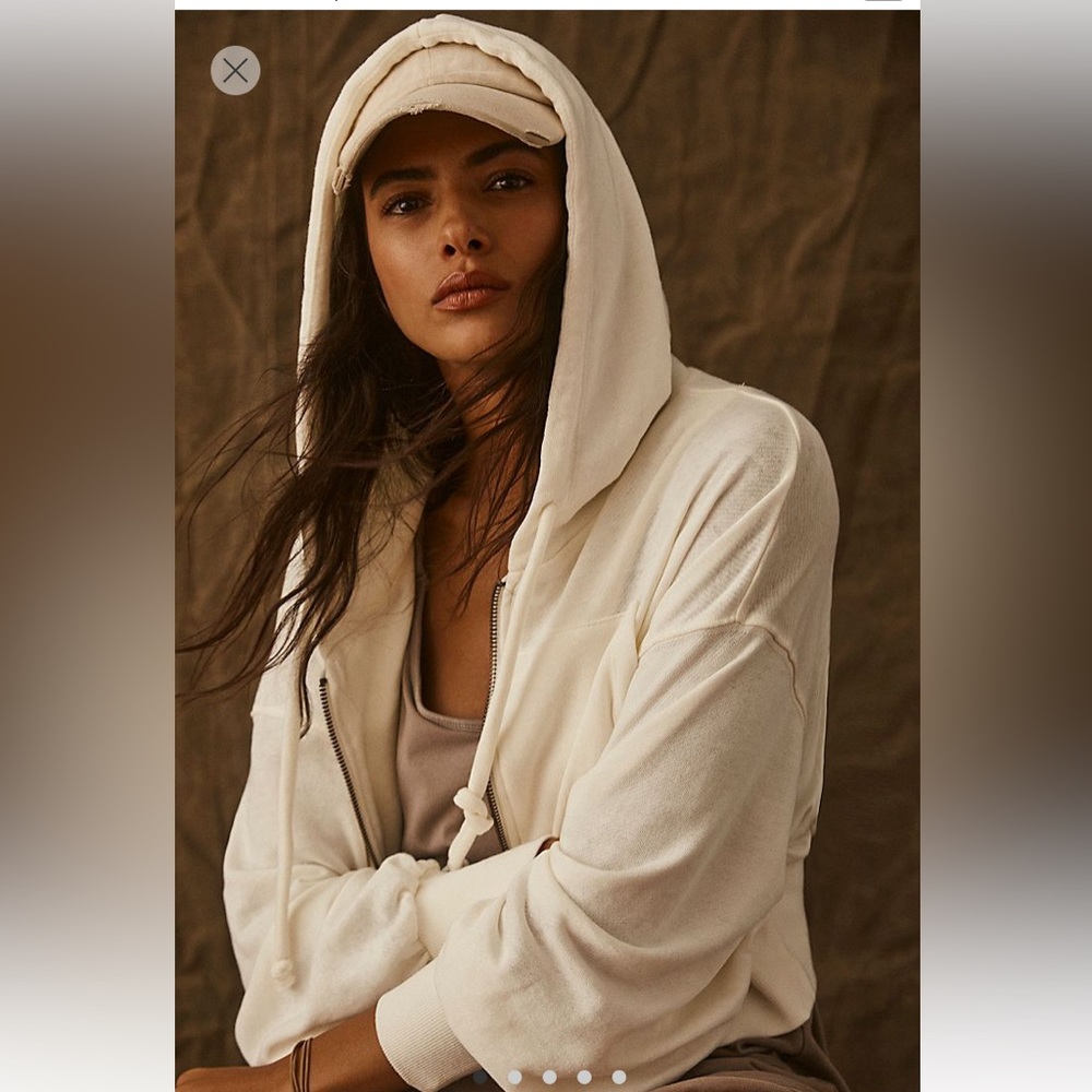 Free People Lowkey Zip Up Ivory